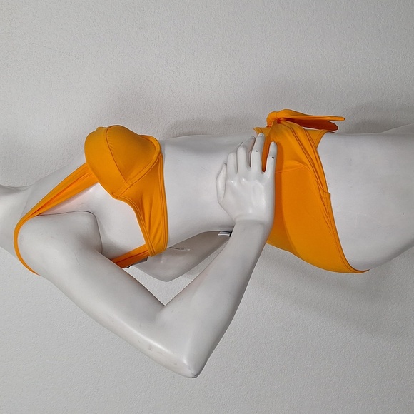 WeWoreWhat NEW Carrot Orange Claudia Top & Riviera Bottom Bikini Set Size M - Picture 7 of 12